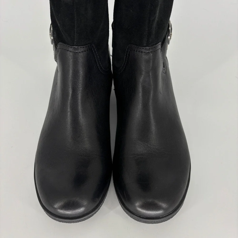 Dansko Dawn Waterproof Tall Boots Black Women Size 41 Leather Suede Buckle
